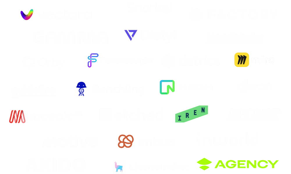 Logos of top AI companies whose founders attend